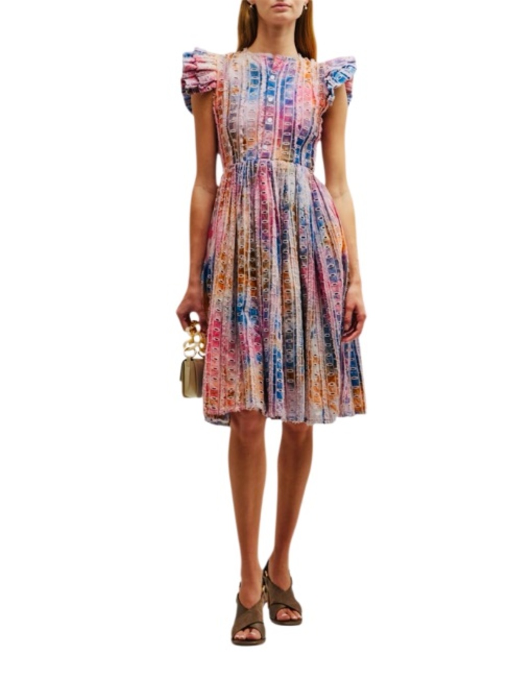 BUSAYO Anike Dress Pleated Multicolor Midi Dress Size XS NWT